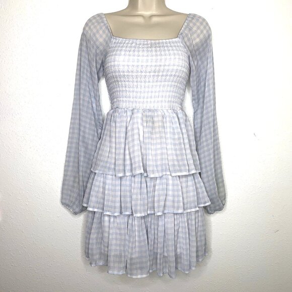 Madden Nyc Dresses & Skirts - Dorothy Wizard of Oz BLUE Gingham RUFFLED DRESS M Milkmaid Peasant Y2K Princess